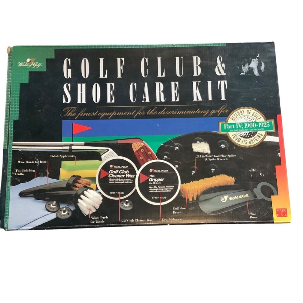Vtg World Of Golf Club‎ Shoe Care Kit Cleaner Wax The Gripper Part IV: 1900-1925